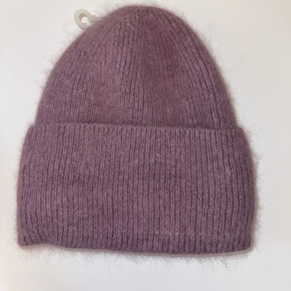 Loman Fuzzy Wool Cuffed Beanie Hat in Lilac - Picture 2 of 3